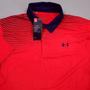 New Under Armour The Playoff Polo Graphic Cross Stripe Heatgear Golf Shirt L